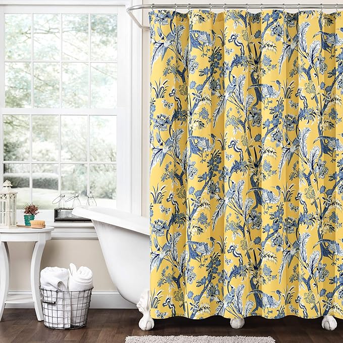 Lush Decor Dolores Shower Curtain,72" W x 72" L, Yellow