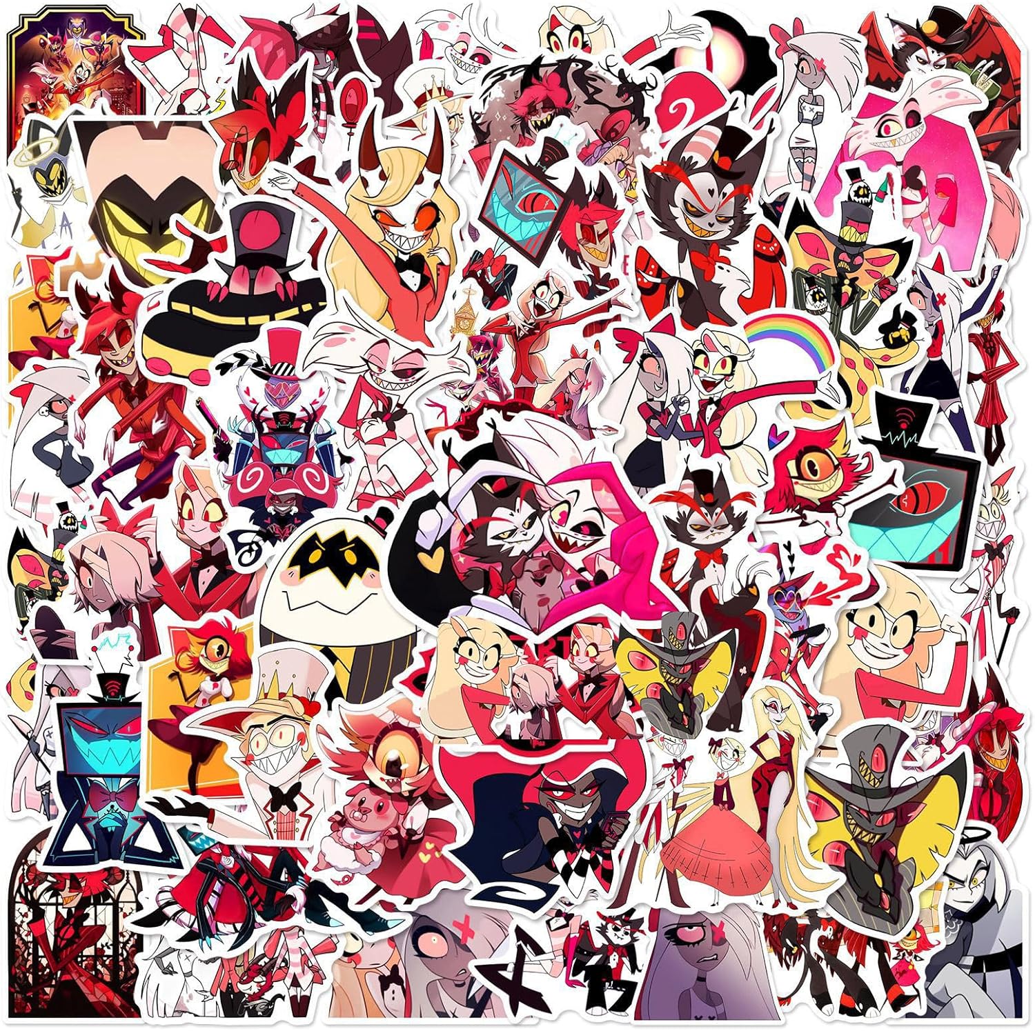 50PCS Hazbin Cartoon Hotel Stickers for Water Bottles Laptop Luggage, Cute Stickers for Adults Teens Waterproof Vinyl Decals (HH)