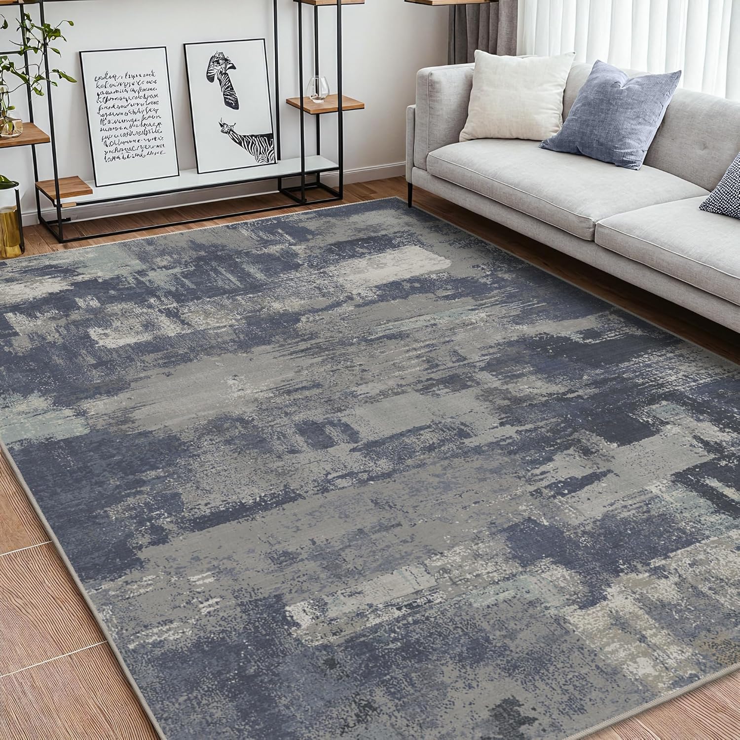 Area Rug 8x10 Modern Abstract Navy Beimo