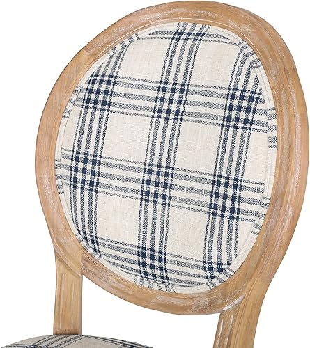 Miniatura 12 de Christopher Knight Home Phinnaeus Dining Chair Set, Set of 4, Wood, Dark Blue Plaid + Light Beige + Natural Cuadros azul oscuro + beige claro +