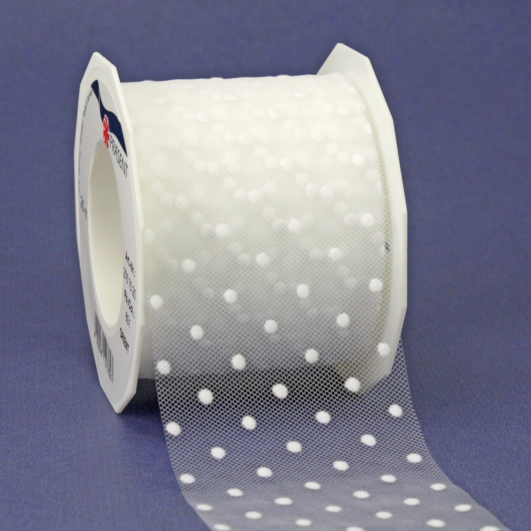 Präsent - Orient Organza Ribbon White 25-m-Roll 72 mm width, Bordeaux, 72mm - 25m
