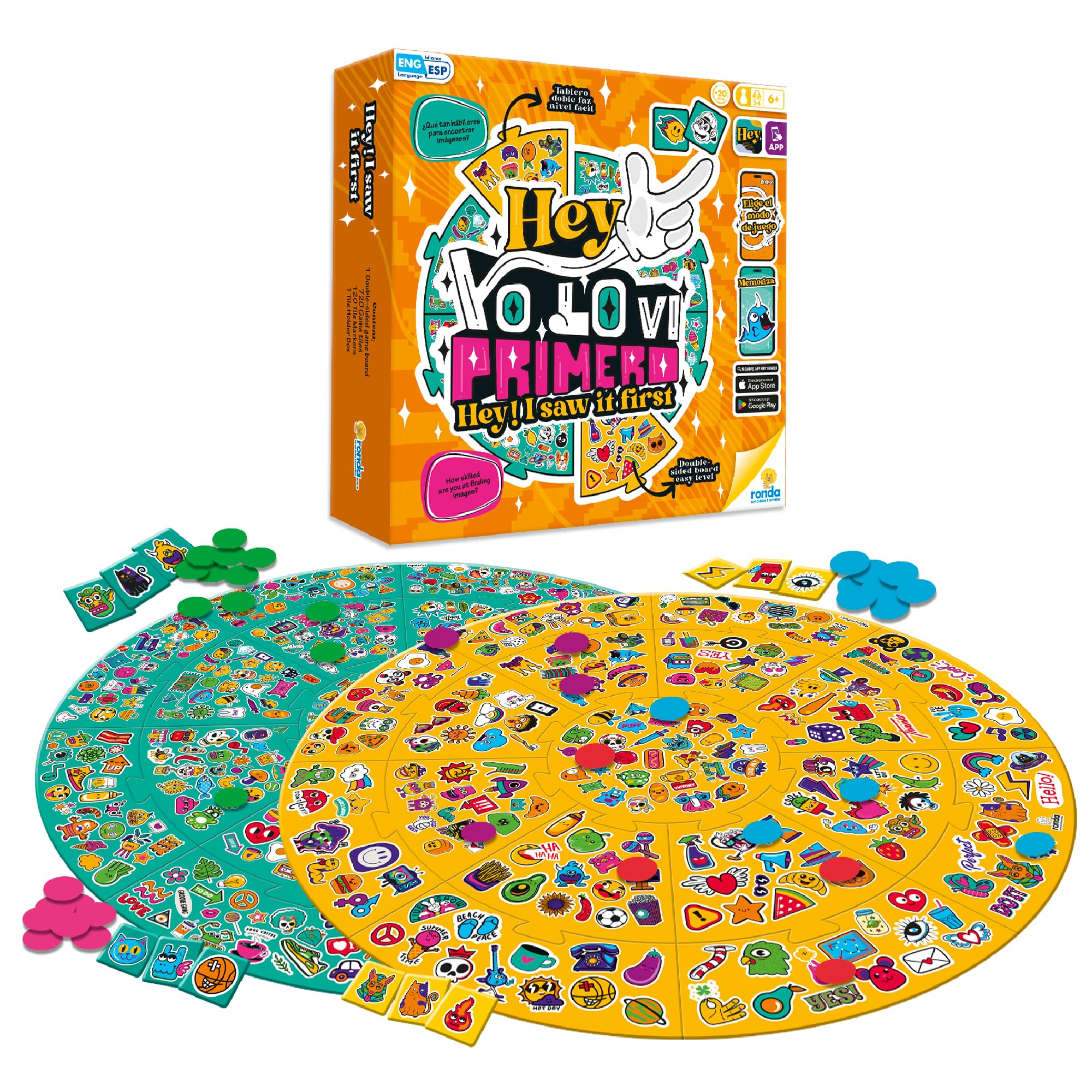 RONDA Hey I Saw It First - Memory and Observation Challenge Board Game for Family and Friends, Two Difficulty Levels, Three Game Modes