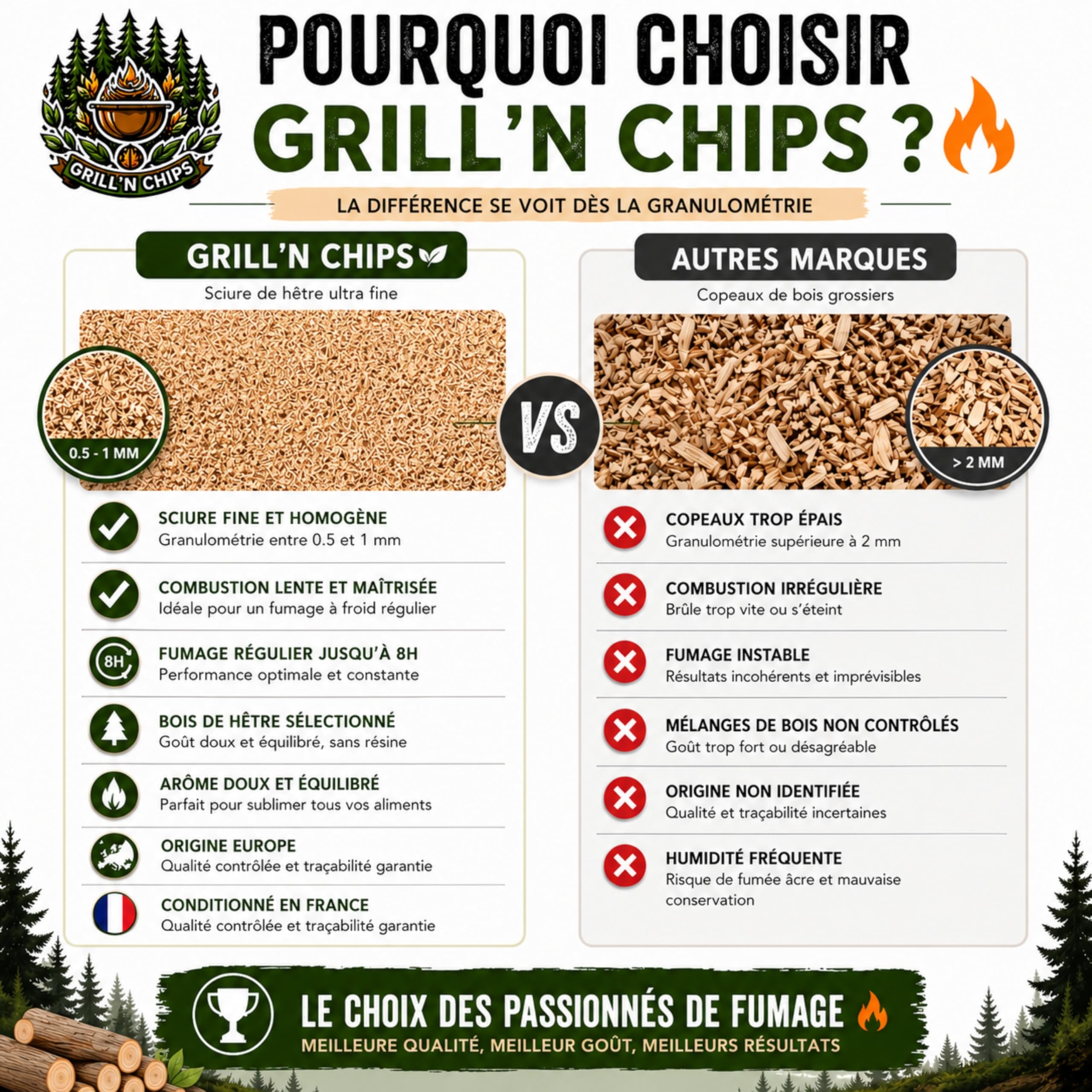 Sciure de Bois de Hêtre 4Kg – Qualité Pro pour Fumage à Froid – 100% Naturelle – Granulométrie 0,5-1 mm – Générateur de Fumée, Fumoir Viande & Poisson – Fabriquée en France – Guide PDF à Télécharger