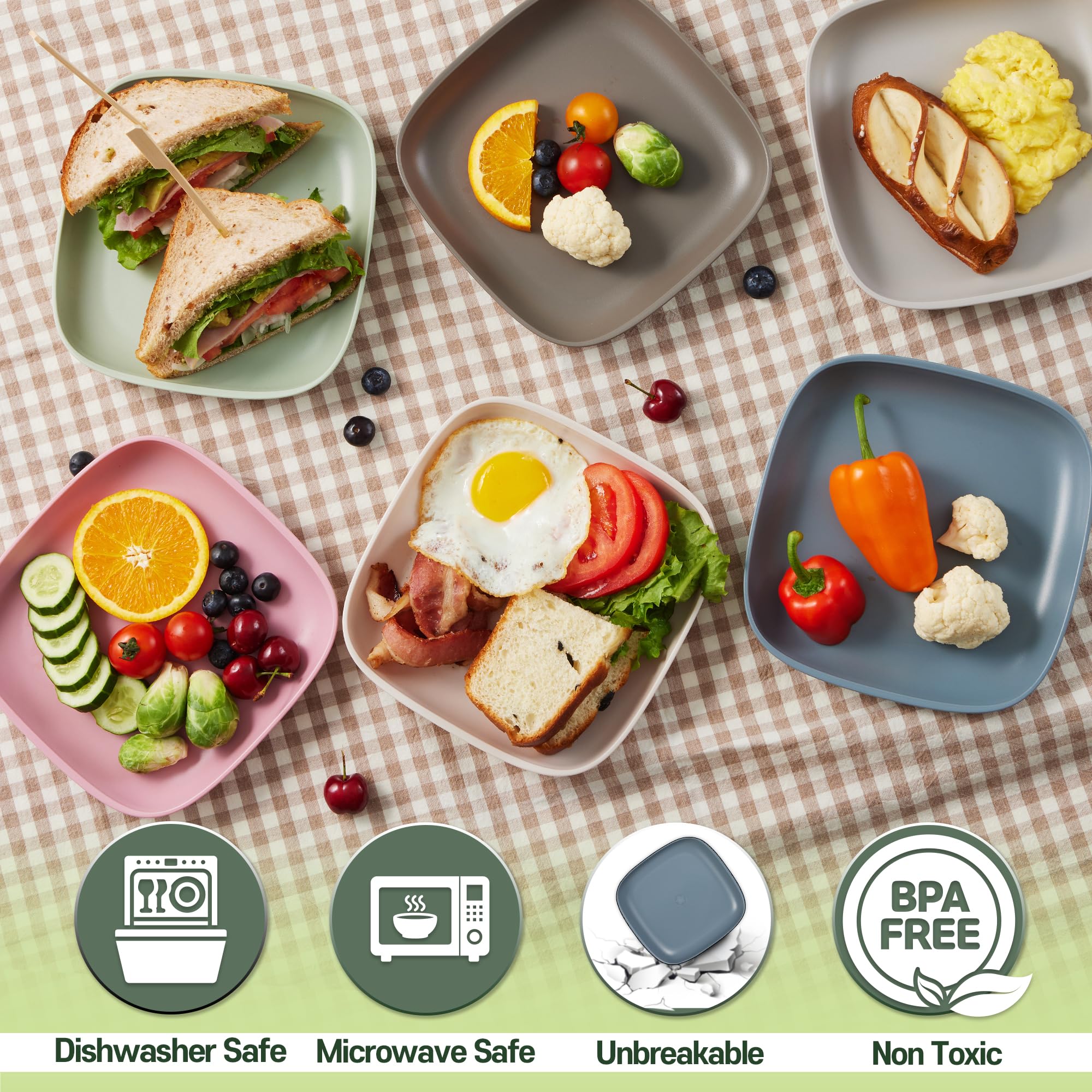 SUGARCANE - Platos para niños, paquete de 5 (7.9 pulgadas), platos orgánicos para niños pequeños a niños grandes, certificado USDA, aptos para microondas y lavavajillas, sin BPA, irrompibles,