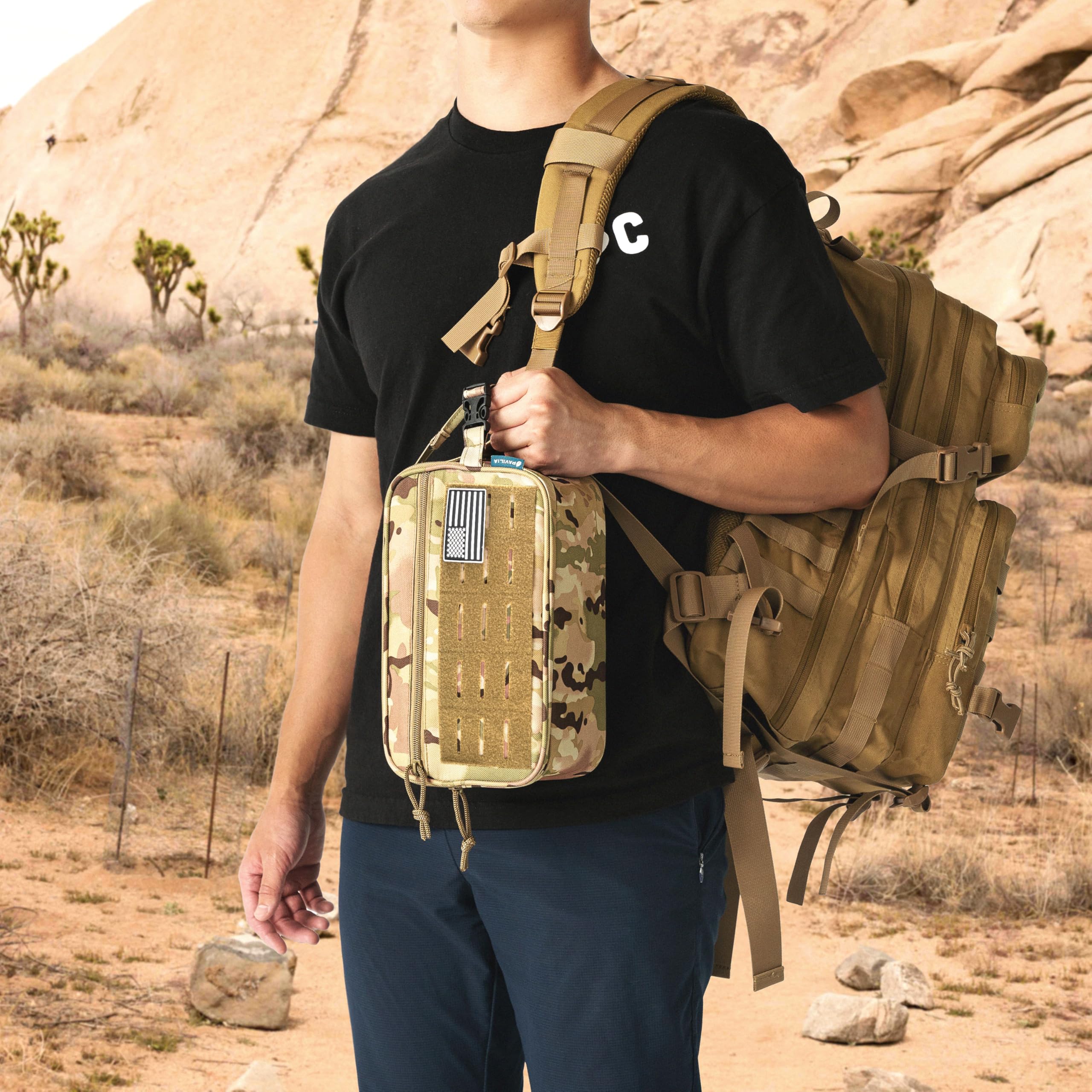 PAVILIA Taktischer Kulturbeutel für Herren, Hygiene-Reisetasche, Militär-Dopp-Kit, wasserabweisend, Molle-Tasche, für Herren, für Rasur, Pflege, Badezimmer, Dusche, Toilettenartikel, kleiner Organizer