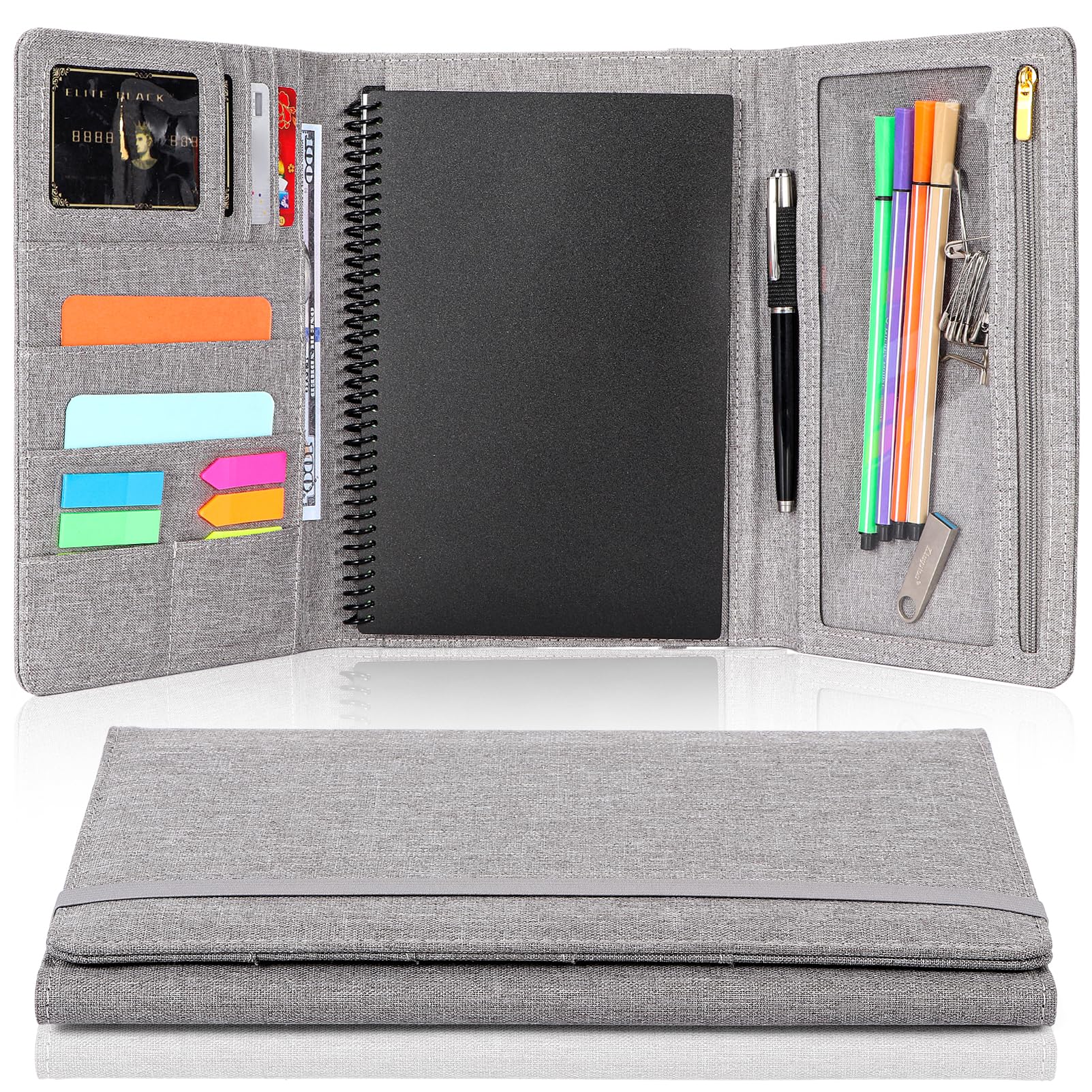 Trifold Planner Cover for Rocketbook Smart Notebook | Executive Size A5 (8.8"x6") Portfolio Organizer with File Pocket | Waterproof Protective Case