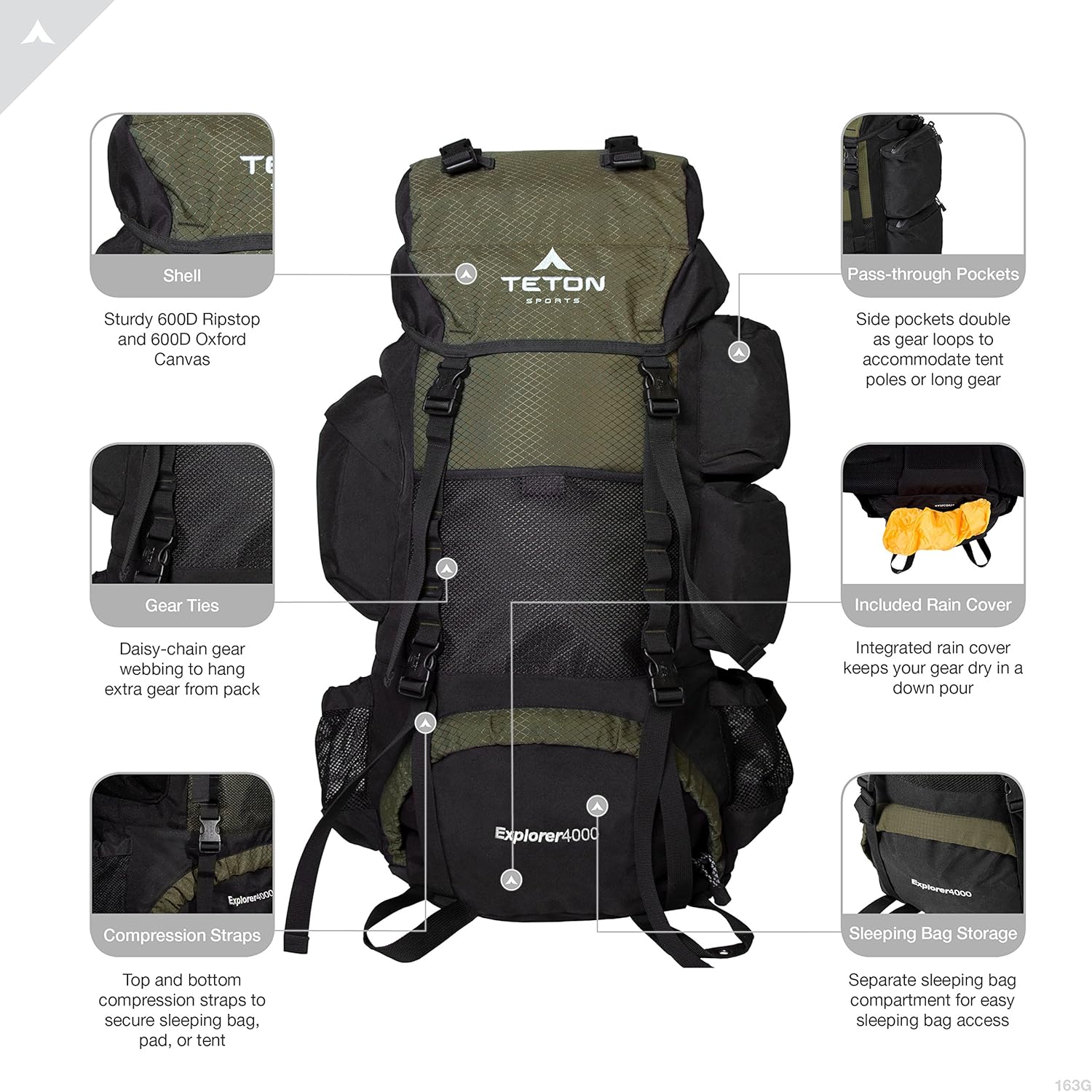 TETON Sports Explorer 4000 Internal Frame Backpack; High-Performance Backpack for Backpacking, Hiking, Camping; Hunter Green, 32" x 18" x 12" : Sports & Outdoors