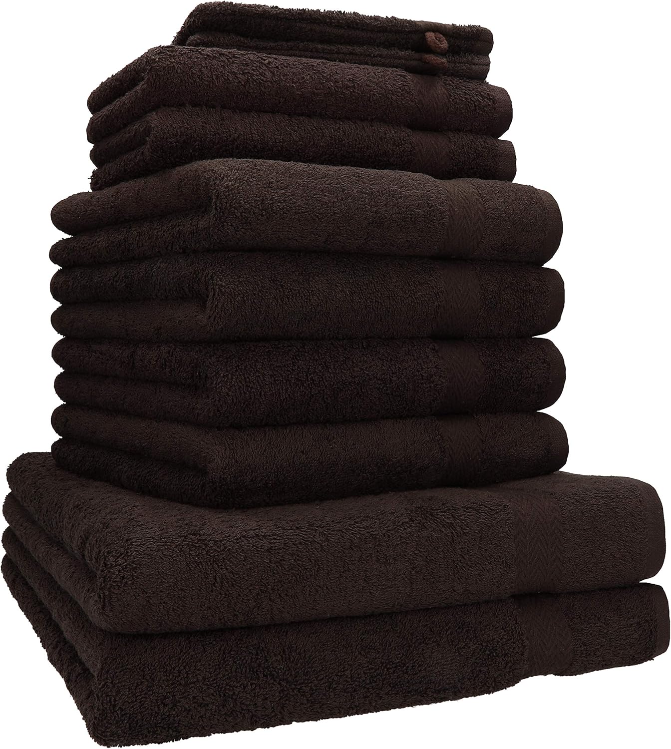 10 Piece Towel Set PREMIUM dark brown, quality 470 g/m², 2 bath towels