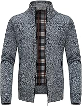 KUDORO Men's Cardigan Cardigan Sweater Knitted Sweater Men Warm Thick Cardigan with Stand Collar Knitted Casual Fleece Men Sweater Fashion Vest