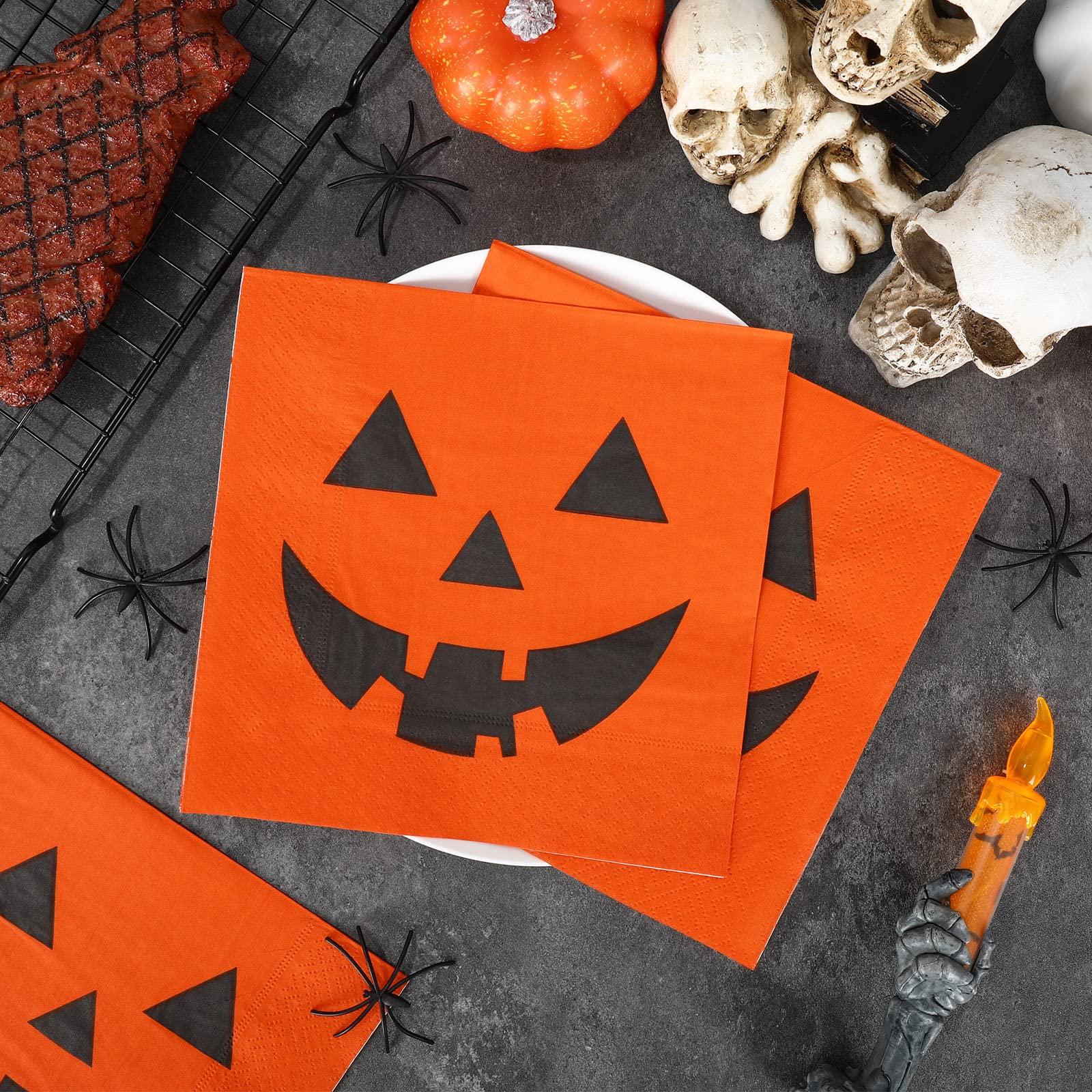 40 Stück Halloween-Servietten – Kürbisse, Schloss & Geister-Motive, 16,5 X 16,5 Cm, Für Partys & Picknicks
