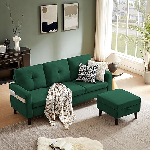 Miniatura 7 de Sofá modular para sala de estar, sofá en forma de L, sofás seccionales convertibles de 3 asientos con otomana de almacenamiento extraíble, tela de