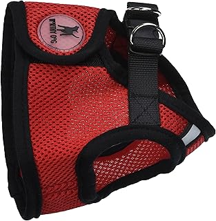 The Worthy Dog Sidekick Harness with Comfy Padded Mesh Velcro Adjustable, Outdoor, Easy Walk Vest - XX-Small, Red