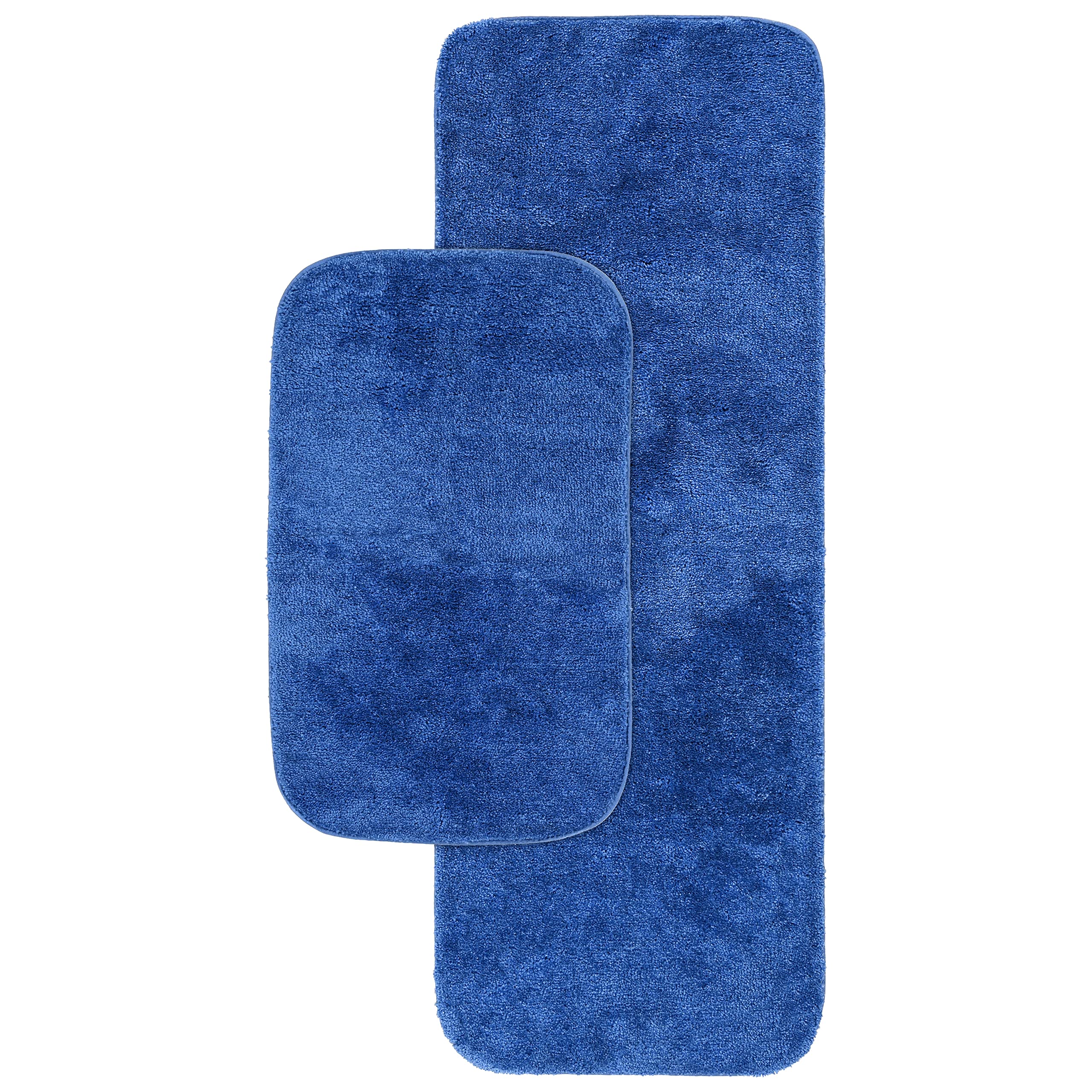 Photo 1 of **ONLY THE LARGER ONE**  Garland Rug Traditional 2 Piece Nylon Washable Bathroom Rug Set (21x34/22x60) Electric Blue Electric Blue 2-Piece Set With Runner