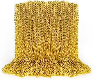 100PCS Gold Mardi Gras Beads Necklaces, 33" Bulk Party Supplies for Parades, Festivals, Costumes, Weddings & Birthdays