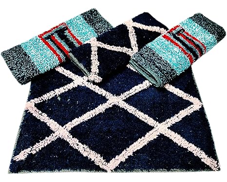 Fresh Zone Cotton Door Mats Bathmats Size 40X60 cm Multi Color- Set 4 pc Bath Mat Stripes Lines Design, Bathroom Rug Floor Mats, Water Absorbent Anti-Skid Kitchen, Floor Mat, Entrance Way