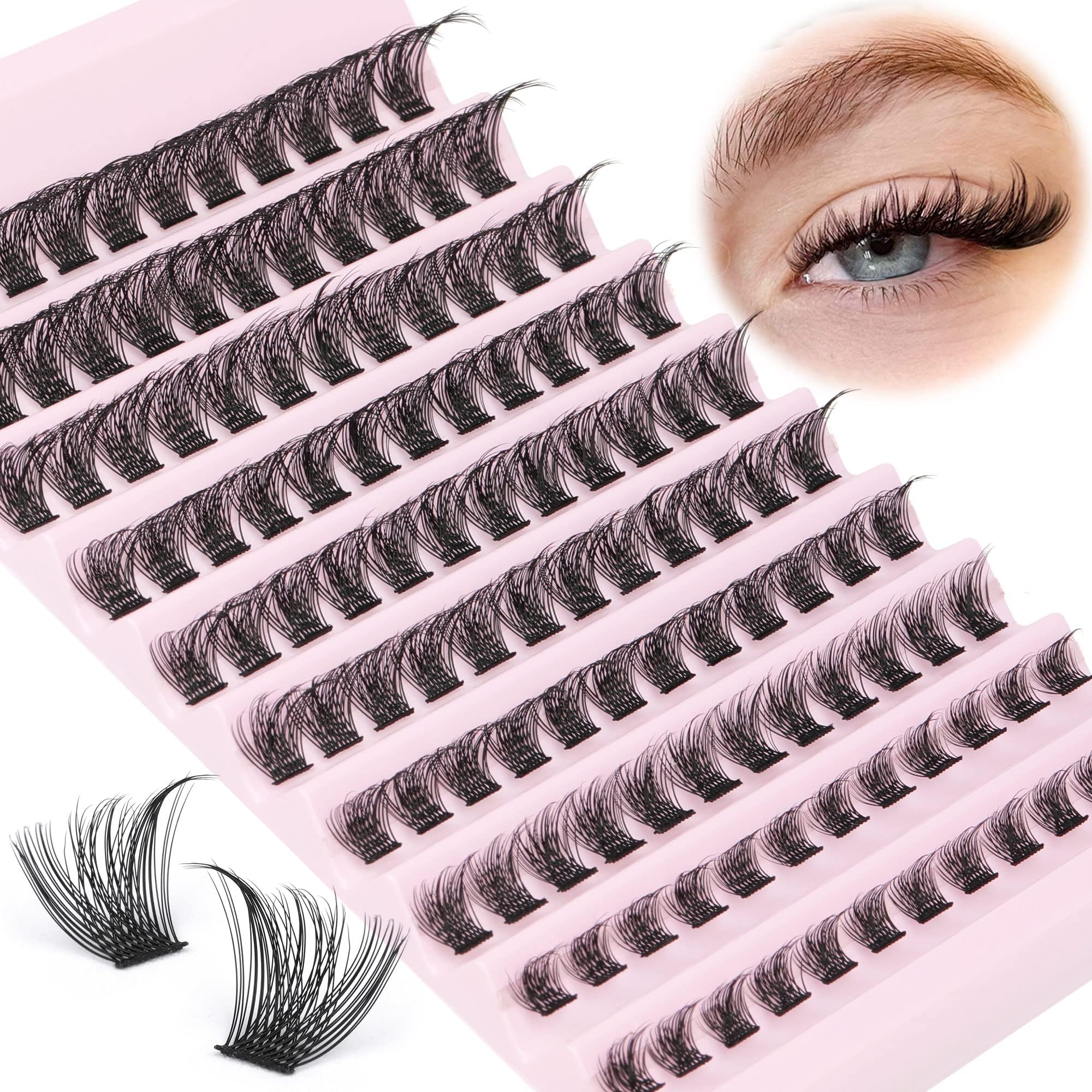 Lash Clusters 120pcs cluster Lashes 8-16mm wispy Individual Lashes Extensions Natural Look Lashes D Curl Fluffy Cluster Lashes DIY Eyelash Extension by, Black, A03 8mm-16mm