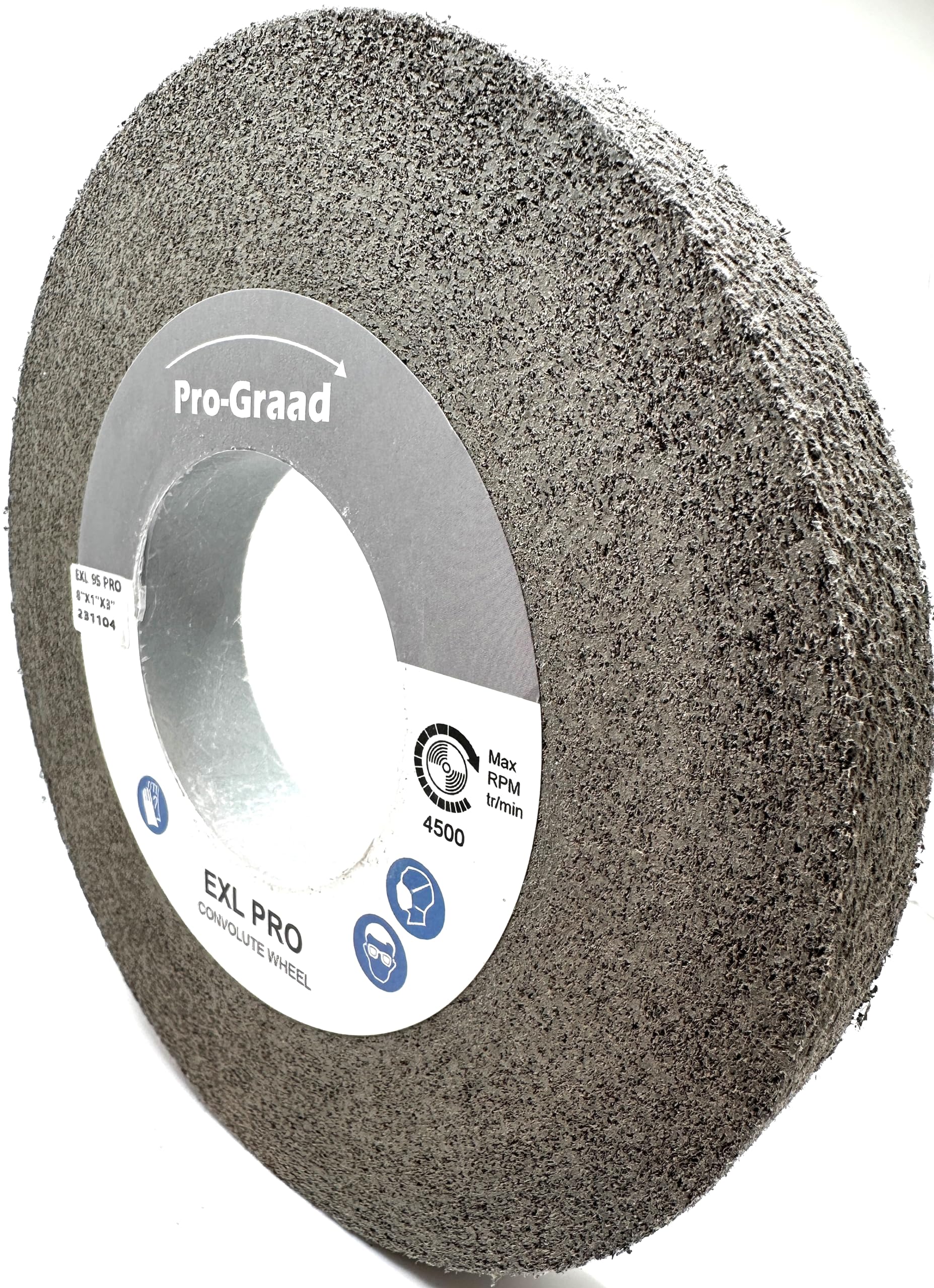 EXL PRO Rueda de pulido de desbarbado convoluta – 8 x 1 x 3 pulgadas, carburo de silicio fino 9S, grado profesional, rueda de desbarbado, acabado y pulido de metal, (paquete de 1)