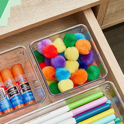 Miniatura 5 de iDesign - Contenedores organizadores de cajones de plástico, almacenamiento para cajones de cocina, baño y escritorio, juego de 6 unidades,