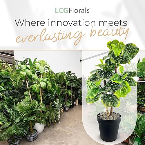 Miniatura 7 de Árbol de higuera artificial de hoja de violín de 3.2 pies para interiores en maceta de plástico negro, mini, planta falsa de casa y decoración del