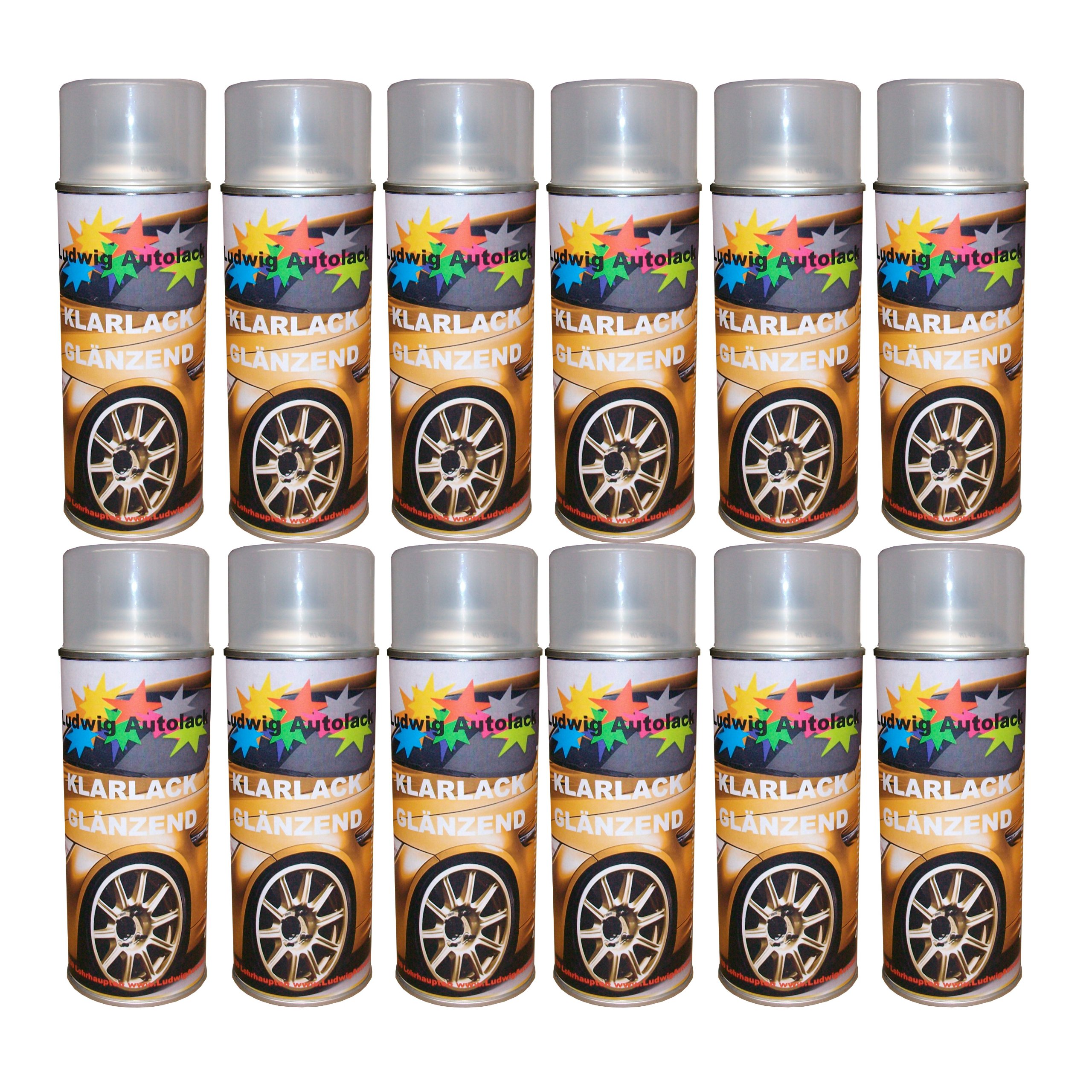 LudwigLacke 12 Spraydosen Klarlack glänzend Autolack 400ml