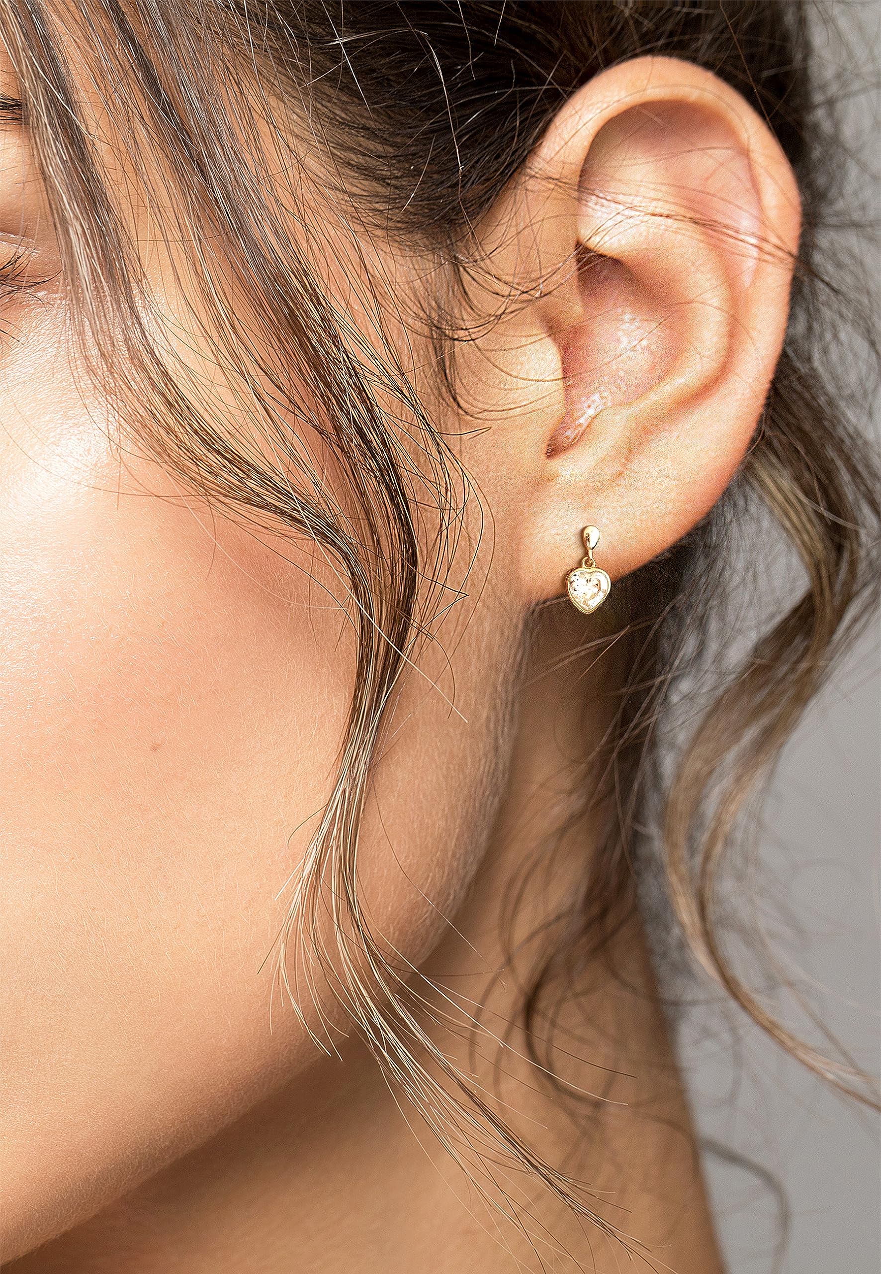 SOFIA MILANI - Orecchini da Donna in Argento 925 - con Pietra Zircone - Orecchino a Perno a Cuore