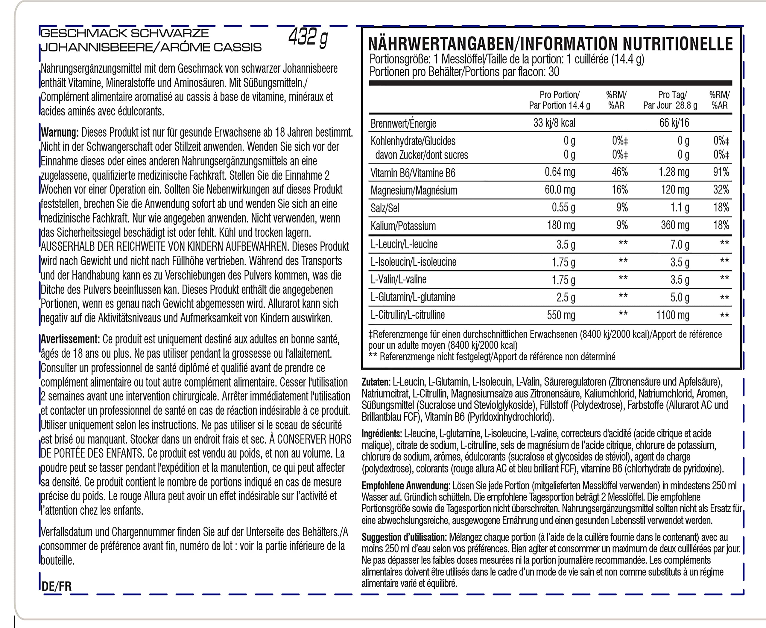 XTEND Original - BCAA-Pulver - Schwarze Johannisbeere | Ergänzungsmittel mit verzweigtkettigen Aminosäuren | 7 g BCAA + Elektrolyte für Regeneration & Hydration | 30 Portionen