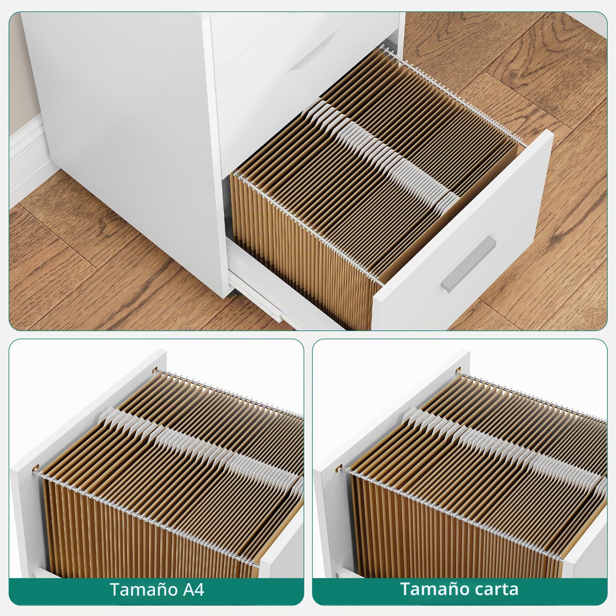 YITAHOME Archivador móvil con rueda, contenedor con 4 cajones, armario para oficina y hogar, 42 x 40 x 73 cm (blanco)