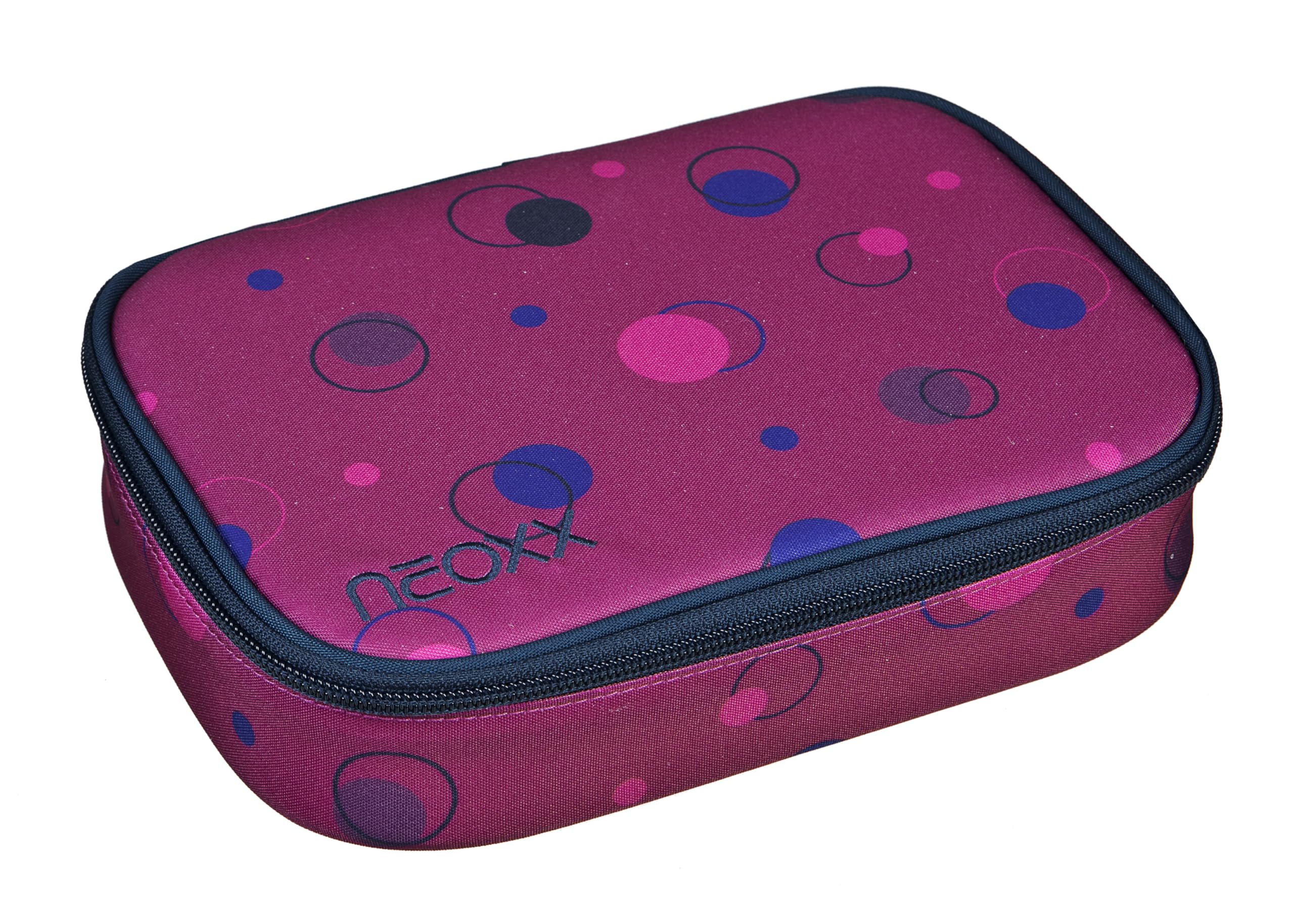 neoxx - Schlamperbox Dunk Bubble me Around – aus recycelten PET-Flaschen – Platz für EIN Geodreieck – Stifte Flap mit 26 Stifteschlaufen – ca. 23,5 x 17 x 6,5 cm – für Mädchen