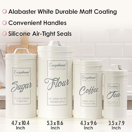 Miniatura 3 de Botes para encimera de cocina, juego de 4 recipientes herméticos para café, té, harina de azúcar, juegos para la encimera de la cocina, juego de