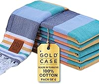 Vista 25 de Gold CASE Juego de 6 Toallas de Playa Turcas – Toallas de Baño Grandes 100% Algodón 70 x 38'' – LYCIA de Tamaño Extra Grande, Secado Rápido y Sin