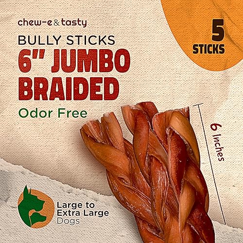 Miniatura 8 de chew-e&tasty 11-12" Bully Sticks for Dogs (1 LBS Pack) - Dog Treats Single Ingredient Long Lasting High Protein - Natural Odor Free Grass-Fed Dental