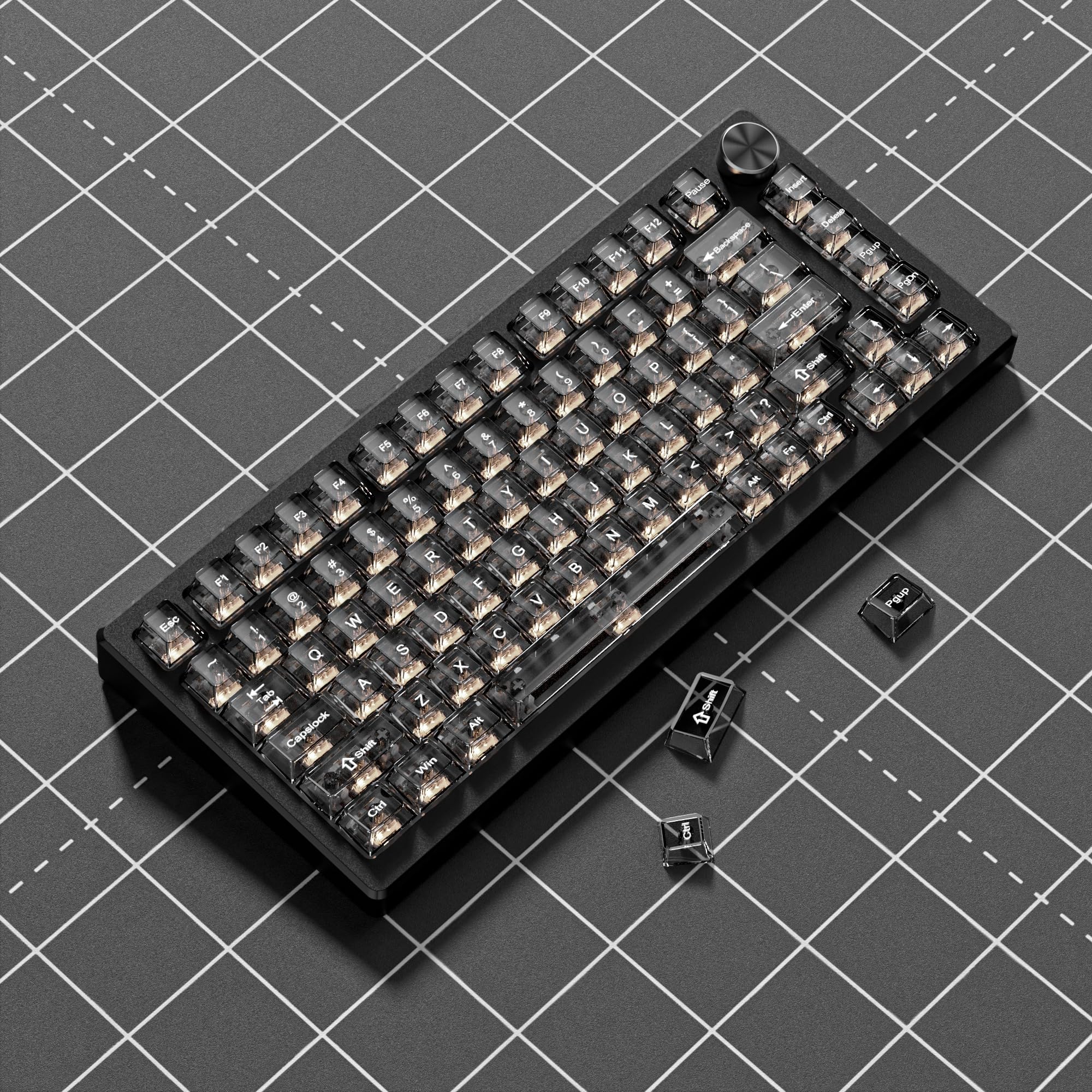 Capuchons de touches Crystal Jelly brillants Cherry Profile pour clavier mécanique MX Switches, 60-75%, transparents et noirs