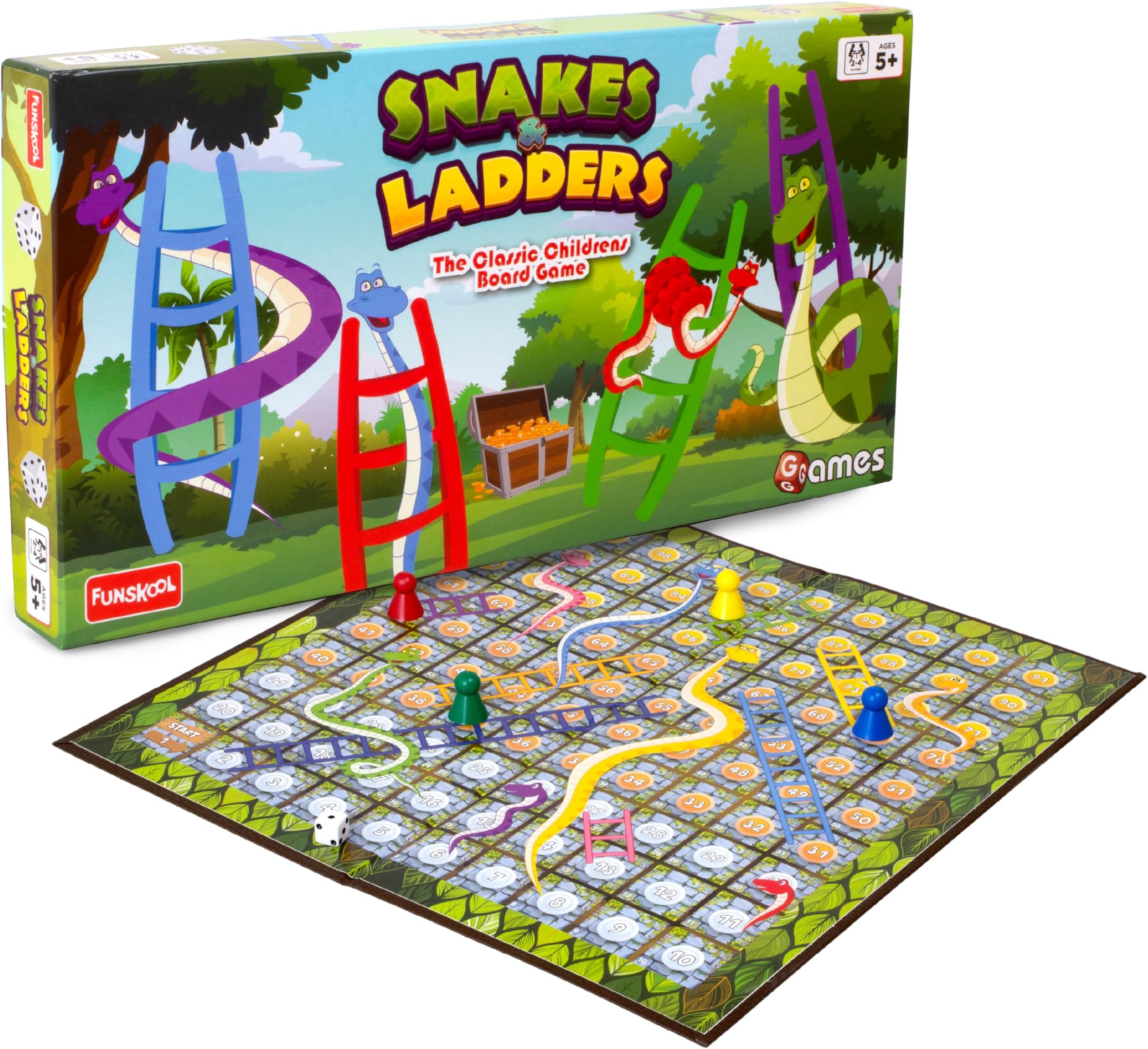 Funskool Games - Snakes & Ladders, The classic children board game, kids & family, 2 - 4 players, 4 & above