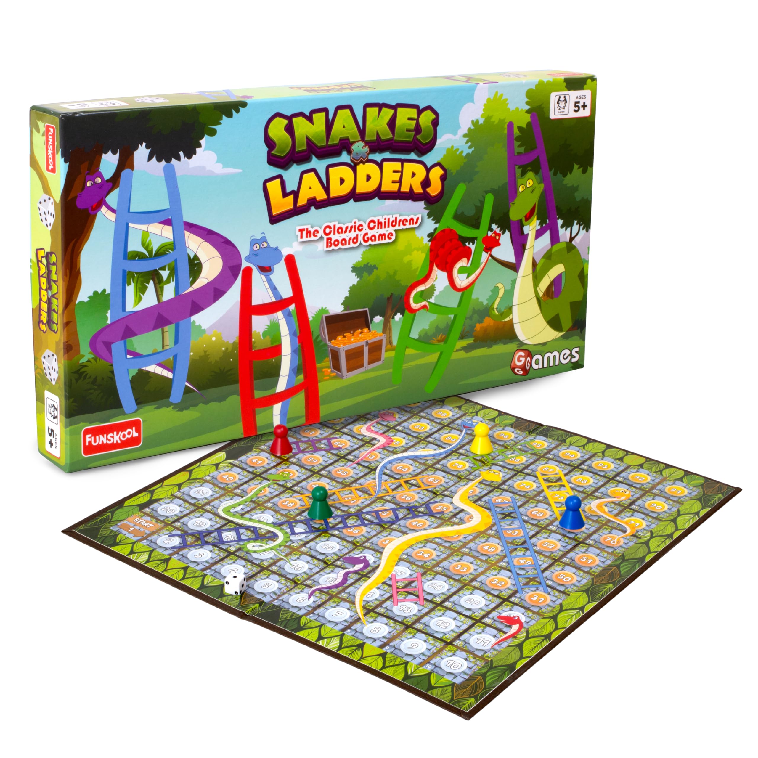 Funskool Games - Snakes & Ladders, The classic children board game, kids & family, 2 - 4 players, 4 & above