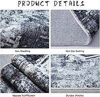 Vista 5 de Rugcomf Alfombra de pasillo de 2' 6'' x 8', lavable, estilo boho, suave, alfombra de área con patrón abstracto, antideslizante, de imitación