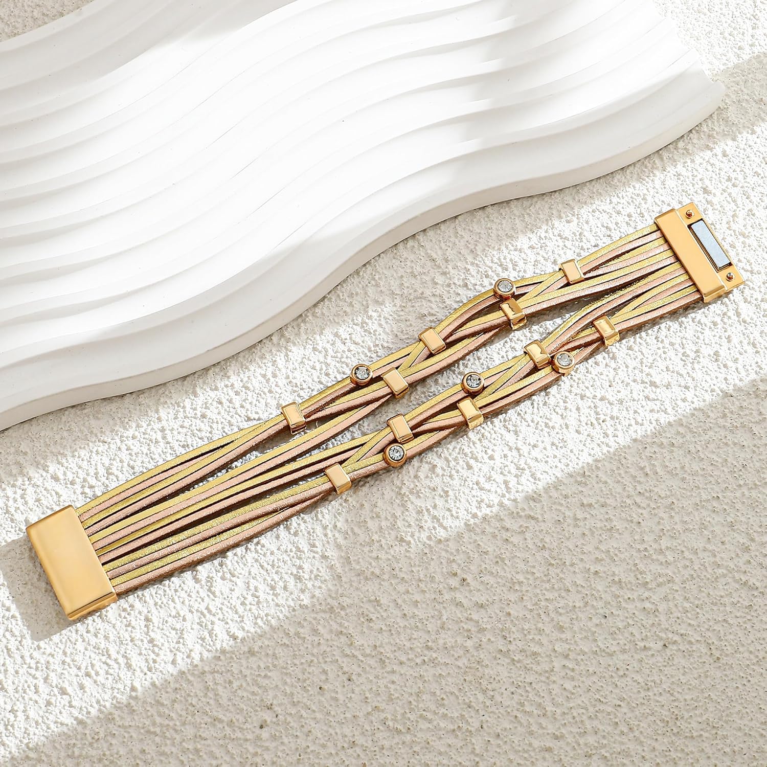 Leather Wrap Bracelets for Women Boho Multi-Layer Crystal Beads Cuff Bracelet Handmade Stackable Leather Braclet Jewelry - Image 6