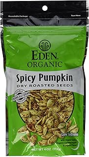 Eden Organic Dry Roasted Seeds, Spicy Pumpkin, 4-Ounce Resealable Bags (Pack of 15)