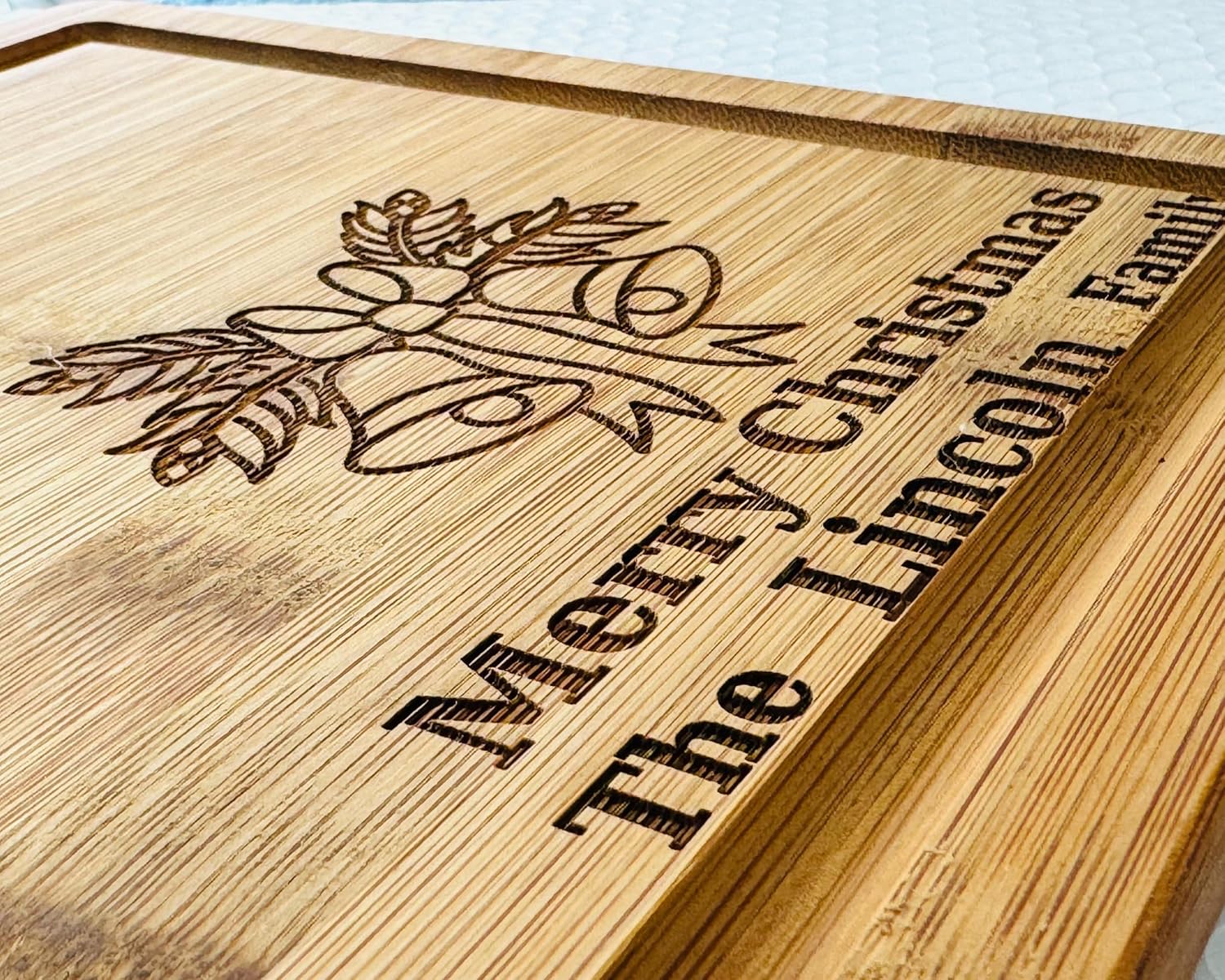 Personalized Cutting Board - Laser Engraved Bamboo Charcuterie Board, Best present for Wedding, Merry Christmas - Christmas Gift - Customized Bamboo Cutting Board