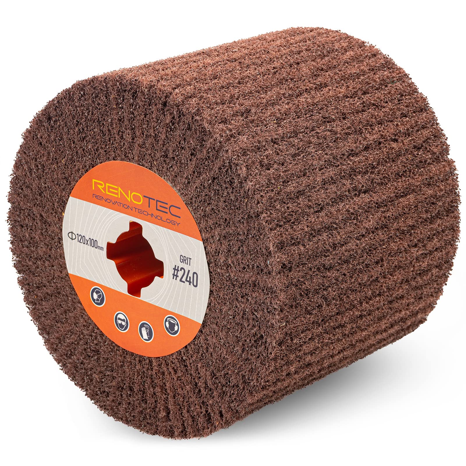 RENOTEC Non-Woven Wire Drawing Flap Wheel, 120x100mm, for Stainless Steel, Copper Satin Finishing and Metal Surface Treatment, SCT Conditioning