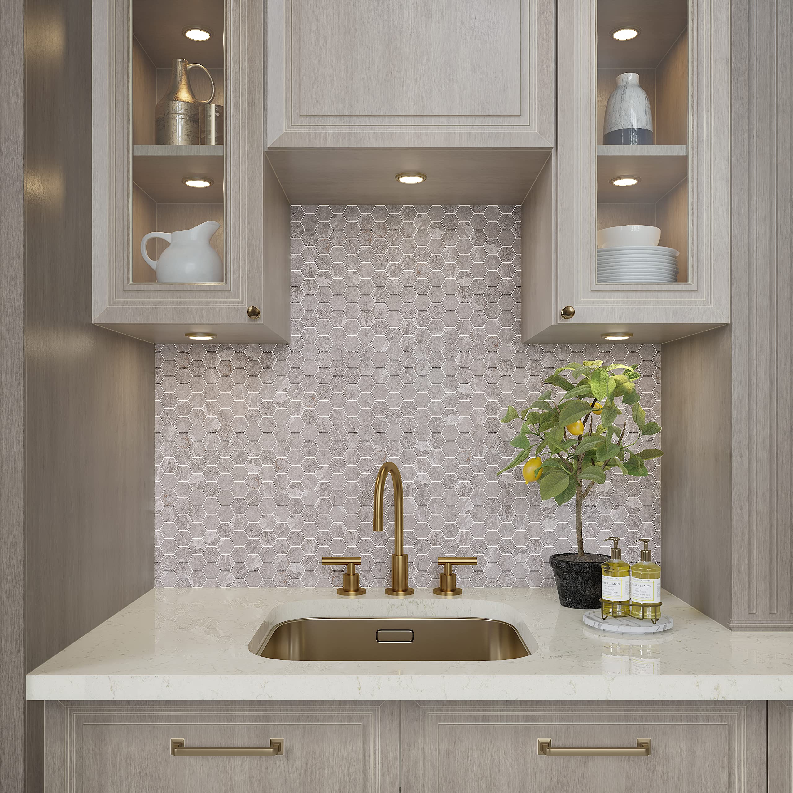 Daltile Perpetuo 10" X 11" Glazed Ceramic Hexagon Floor & Wall Mosaic in Matte Eternal Grey (12 pieces per carton) (9.72 sqft per carton)