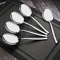 Vista 5 de Cuchara de servir de bufé de acero inoxidable de 8 piezas, cucharadas grandes para servir, juego de cucharas plateadas