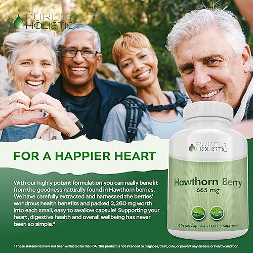 Miniatura 7 de Purely Holistic Hawthorn Berry 665mg + Extracto de hoja de olivo paquete de 750 mg + 270 cápsulas veganas, fabricado en los Estados Unidos