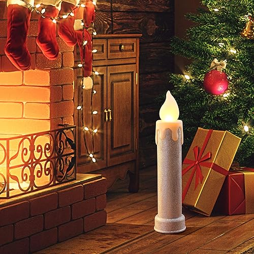 Miniatura 8 de Mr. Christmas Molde de soplado de luz LED sin llama parpadeante con purpurina para decoración de Navidad al aire libre, 24 pulgadas (paquete de 2),