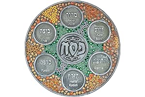 PASSOVER SEDER PLATE FLOWERS GREEN AND ORANGE