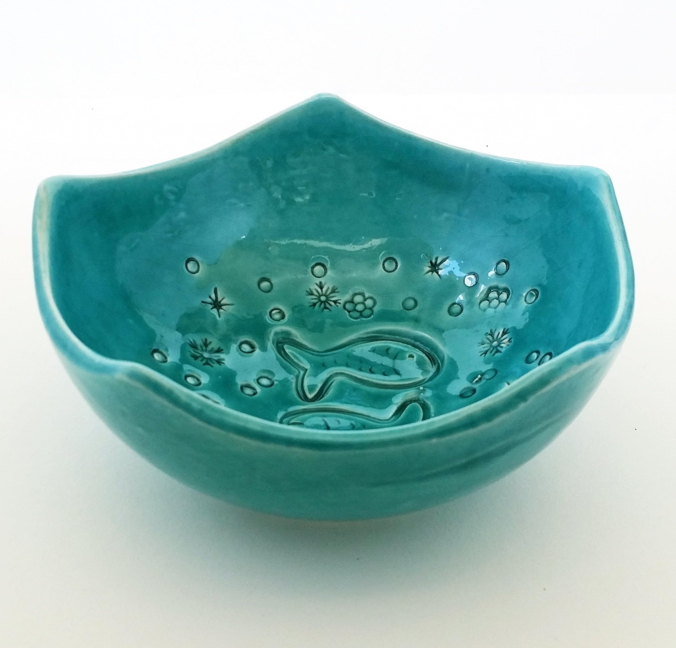 Handmade Decorative Ceramic Bowl, Turquoise Pottery, Kitchen Bowl