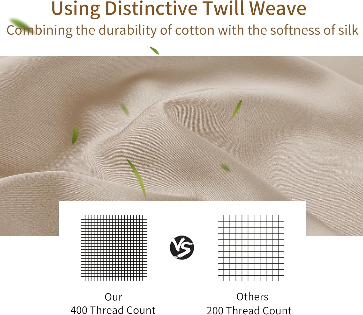 Bamboo Viscose Zippered Pillow Cases King Size Set of 2, 400 Thread Count Cooling Pillow Protectors for Hot Sleepers, Luxurious Hotel Quality - Silky, Soft, Breathable (20x36 Inches, Beige)