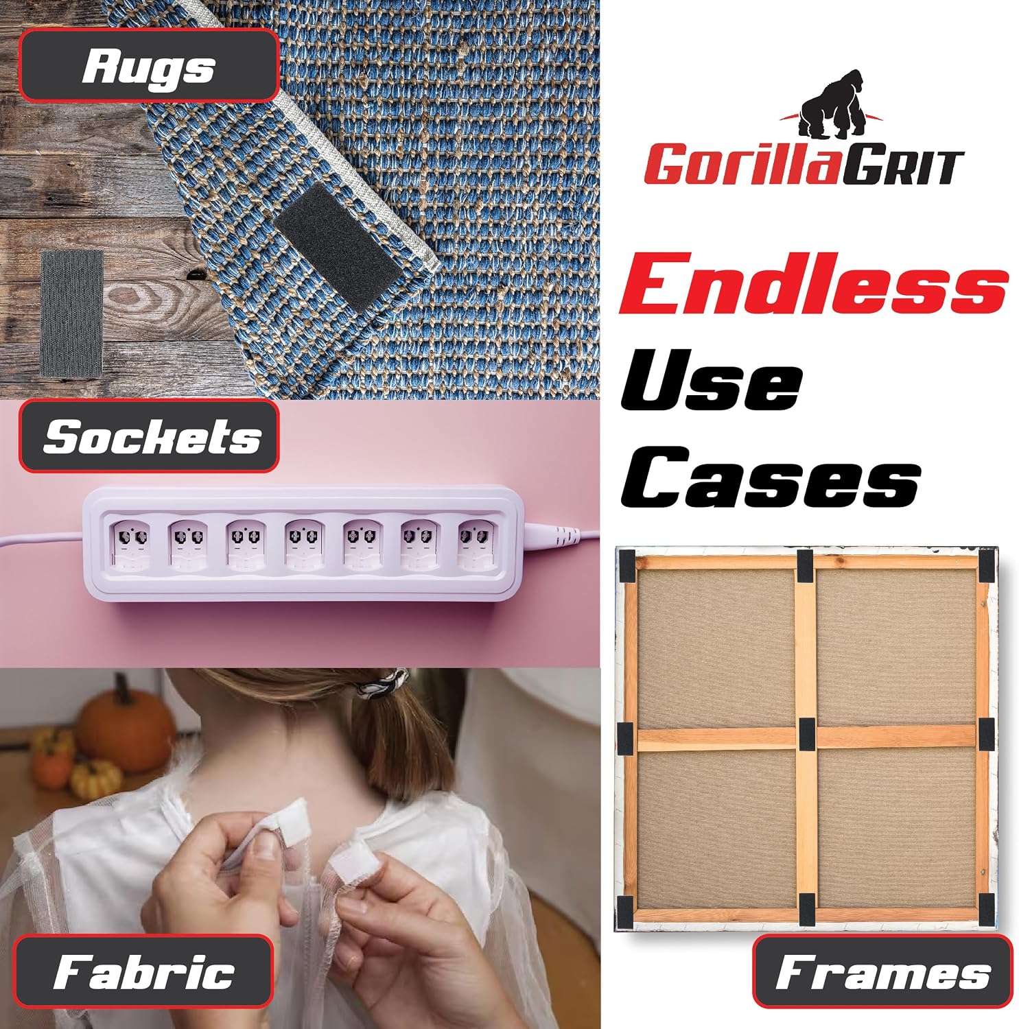 Self-Adhesive Hook and Loop Tape Strips - 1 x 4 inch Wide Straps - Heavy Duty Sticky Back Tape Fastener - 15 Strips (Black) thumbnail