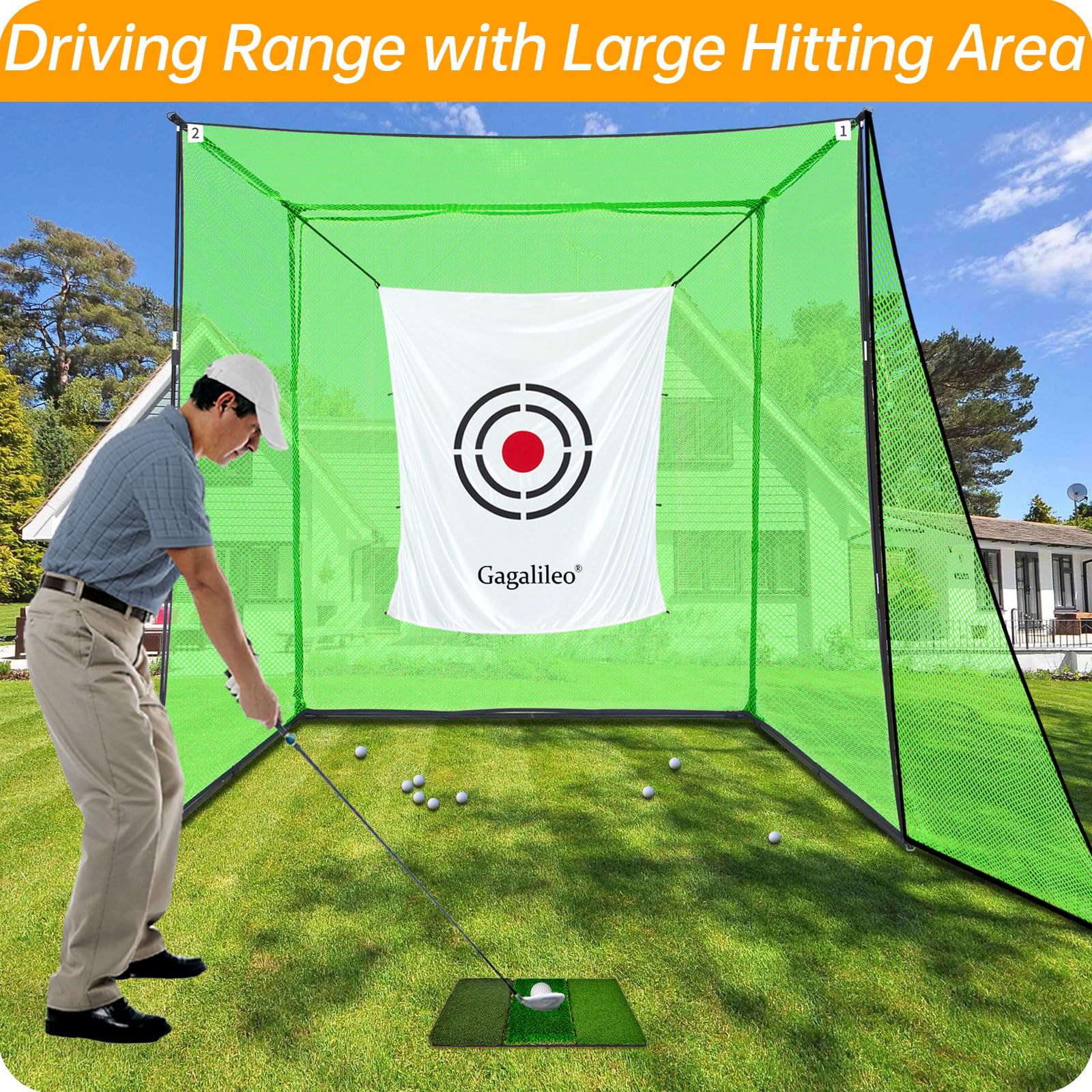 Amazon.co.jp: Gagalileo ゴルフネット ヒッティングケージ 練習