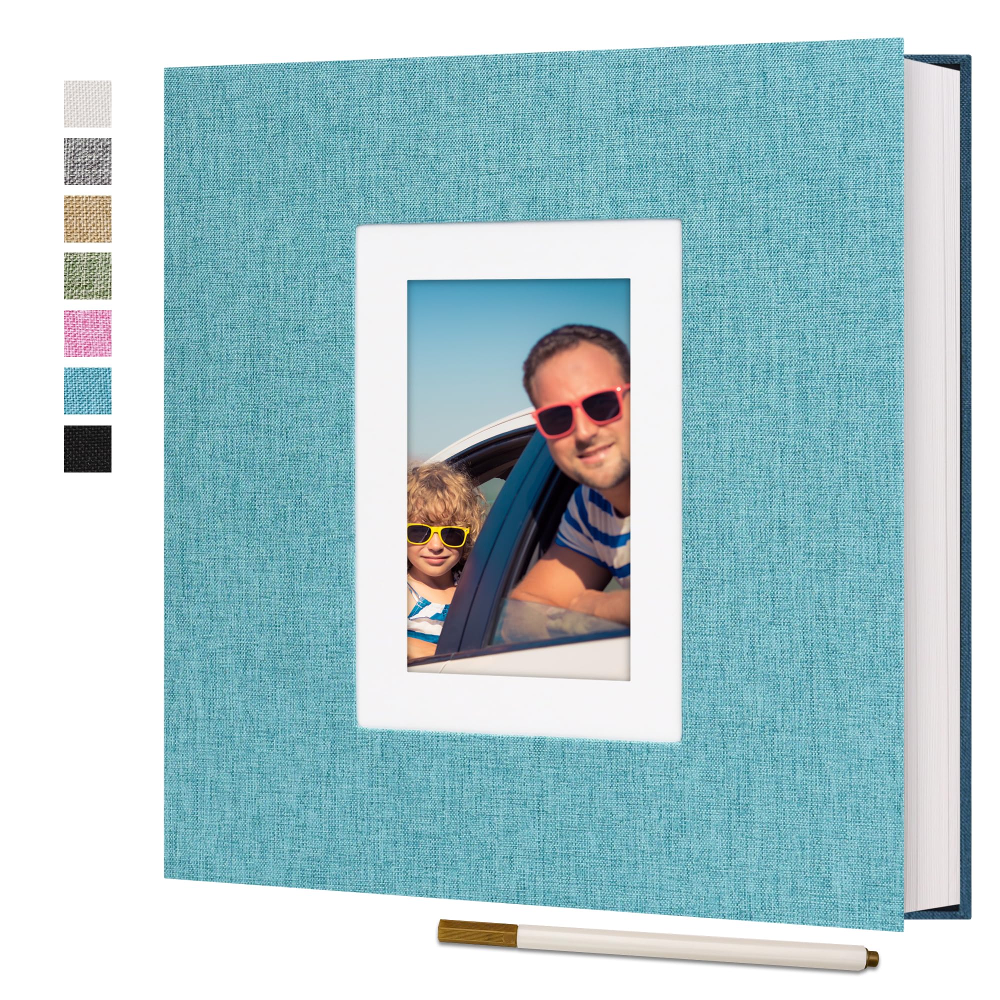 Vienrose Photo Album Self Adhesive for 6x4 7x5 10x8 Pictures Linen Cover DIY Scrapbook 60 Blank Pages Memory Book for Wedding, Travel, Blue