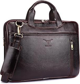 Pinato Handcrafted Genuine Full-Grain Leather Laptop Messenger Bag | Professional 15.6-Inch Briefcase for Men | Padded Exe... Price In India